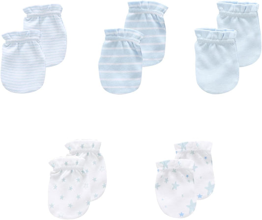 5 Pack Unisex New Born Boy Girls No Scratch Mittens Cotton Soft Baby Gloves Accessory 0-3 Months Infant Essentials