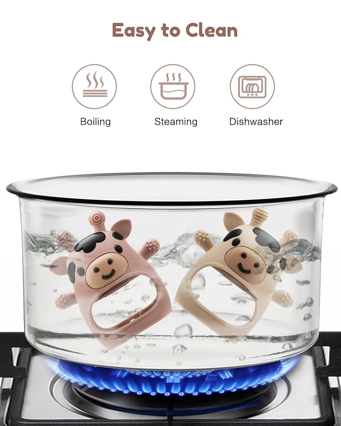 2 Pack Baby Teething Toys for 3-6 6-12 Months, Food Grade Silicone Teether Mitten, Baby Essentials Infant Teething Relief, Soothing Chew Toys for Newborn Infant Essentials