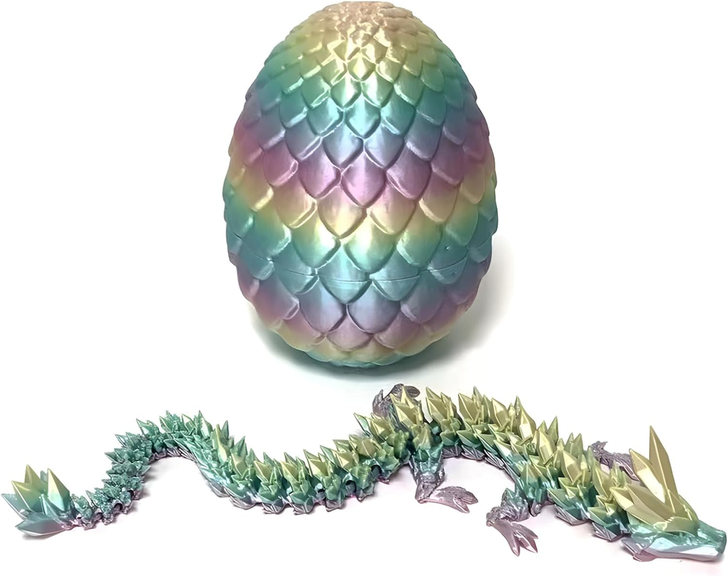 3D Printed Dragon Egg Crystal Dragon Fidget Toy Full Articulated Dragon Mystery Dragon Eggs with Dragon Inside Home Office Desk Decor Gifts Toys (Multilcolor)