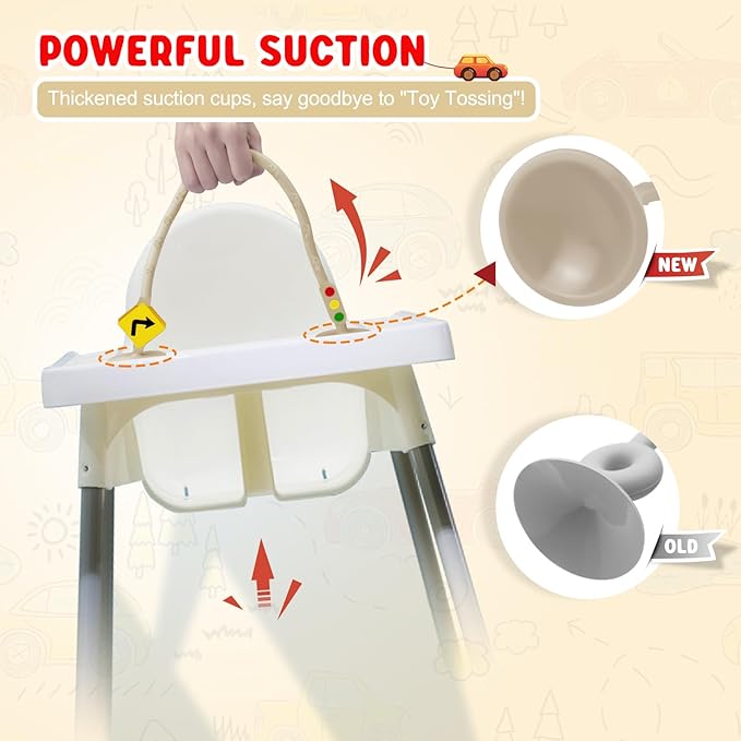 High Chair Suction Toys for Babies 6-12 Months, Suction Cup Toy for Toddlers 1-3, Baby Sensory Montessori Chew Toy for Babies 0-6 Month, Silicone Baby Teething Toys for 12-18 Months