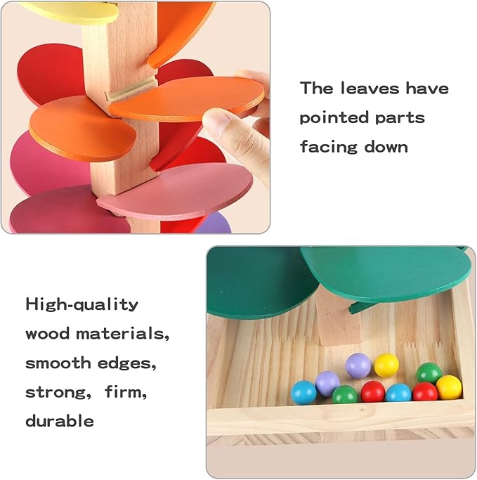 Wooden Marble Run Music Tree |Montessori Educational Ball Drop Toy for Kids Ages 4-8 |Marble Runs for Kids with Musical Track &Color Sorting |Natural Waldorf Wooden Toys Gift for Boys & Girls