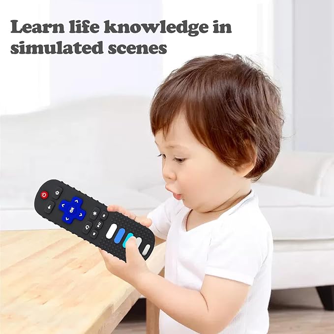 2-Pack Baby Teething Toys-TV Remote Control Shape Silicone Infants Teething Toys for Babies 0-18 Months,BPA-Free (2packs-Black)