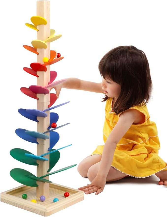 Wooden Marble Run Update Wooden Music Tree for Kids 3+ Years Old,Ball Drop Toy Montessori Toys for 3+ Birthday Gifts for Boys and Girls