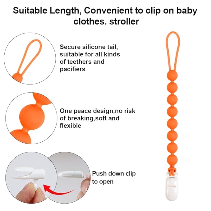 Baby Food Grade Silicone Teether Toy with Pacifier Clip Holder,Teething Toys Gift Set for 3 Months+ Boys and Girls,Freezer Safe,BPA Free. (Sushi)
