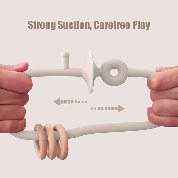 High Chair Toys with Suction Cups for Infant Toddlers Silicone Suction Cup Montessori Educational Teething Toy for Babies Ages 0-6 M+ Baby Teething Toys for 6 to 12 Months(Beige)