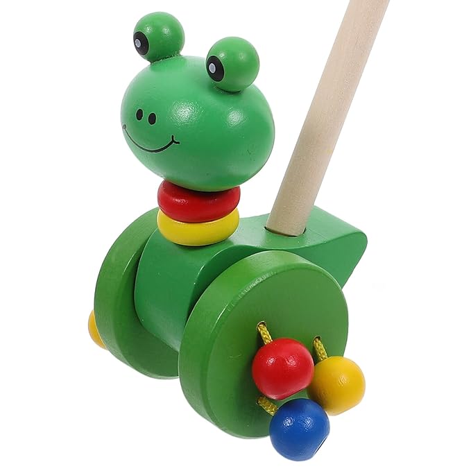 Vaguelly Push Walker Cart for Safe Walking Aid with Cartoon Amphibian Motif Lightweight Portable for Months Boys and Learning to Walk