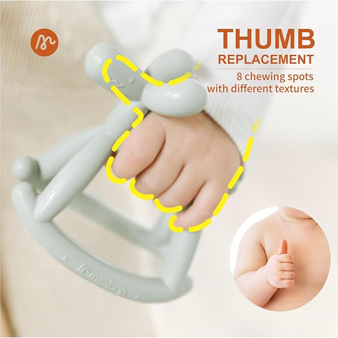 Teething Toy for Baby 0-6, 12, 18 Months Infant, Jellydog Never Drop Food Grade Silicone Rocking Teether, Prevent Choking & Odorless, Less Dust and Hair Adhesion, Baby Gift, Mint Green