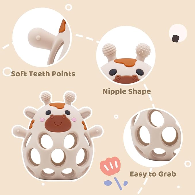 Baby High Chair Toys Teething Chew - Baby Table Toys, High Chair Suction Toy Teething Toys Silicone Teethers, Food Grade Silicon for 6 12 18 Months White