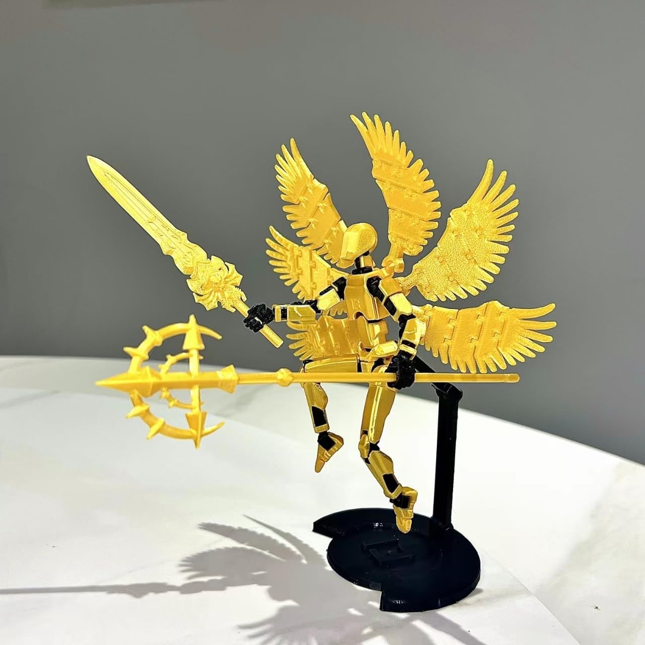 (Assembly Completed) T13 Action Figure Set, Titan 13 Action Figures, 3D Printed Dummy 13 Multi-Jointed Movable Robot Toy, Diy Lucky 13 Action Figure for Kids Adult Christmas Birthday Gifts(Laser gold)