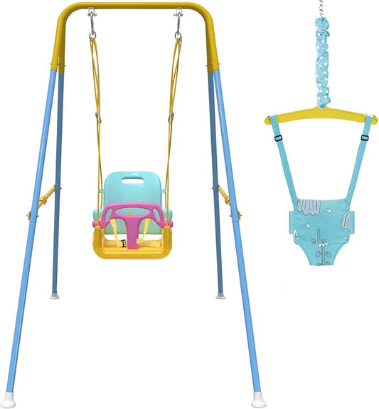 Taleco Gear 2 in 1 Toddler Swing & Baby Jumper, Foldable Baby Swing Outdoor & Indoor Use, Easily Installable and Storable