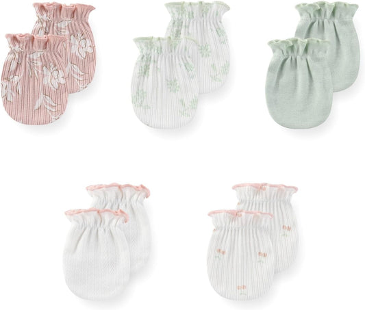 5 Pack Unisex New Born Boy Girls No Scratch Mittens Cotton Soft Baby Gloves Accessory 0-3 Months Infant Essentials
