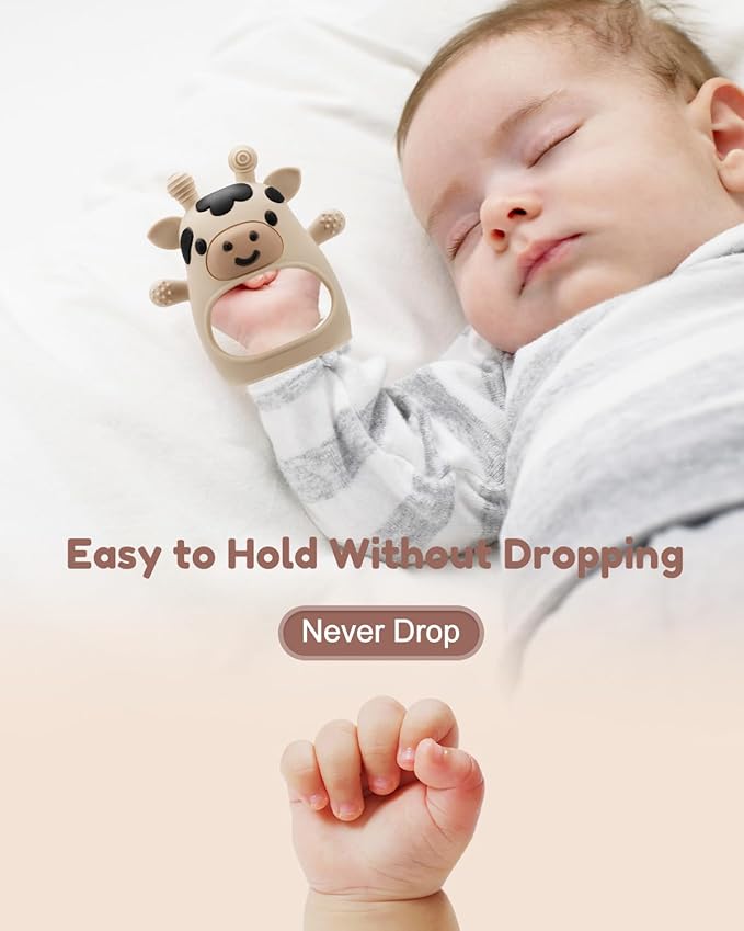 2 Pack Baby Teething Toys for 3-6 6-12 Months, Food Grade Silicone Teether Mitten, Baby Essentials Infant Teething Relief, Soothing Chew Toys for Newborn Infant Essentials