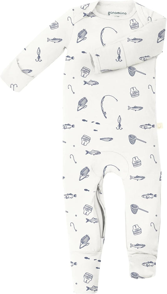 GUNAMUNA Unisex Baby Toddler Ultra-Soft Convertible Pajama, Footie or Romper Sleeper with Diaper Zipper, Newborn to 24 Months