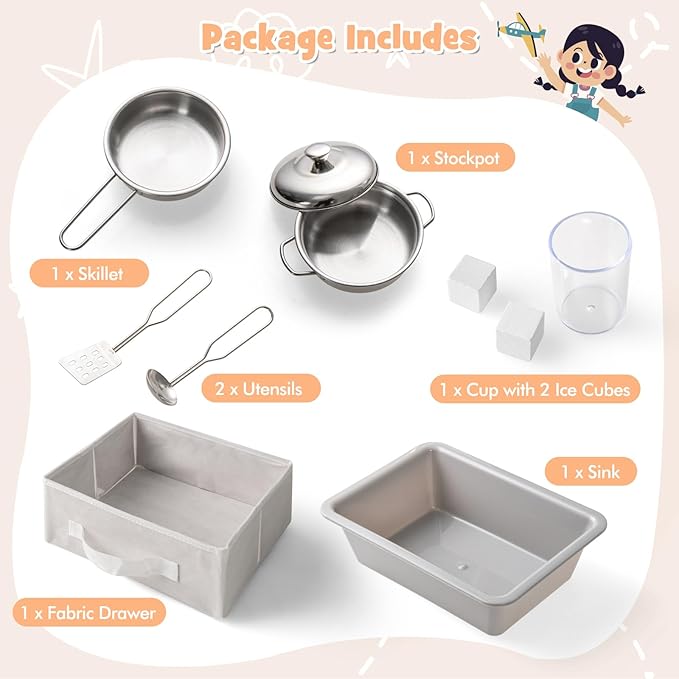 HONEY JOY Kids Kitchen Playset, Wooden Toy Kitchen Set with Lights & Sounds, Microwave, Ice Maker, Storage Box, Interactive Little Chef Pretend Play Kitchen for Toddlers, Gift for Boys Girls (White)