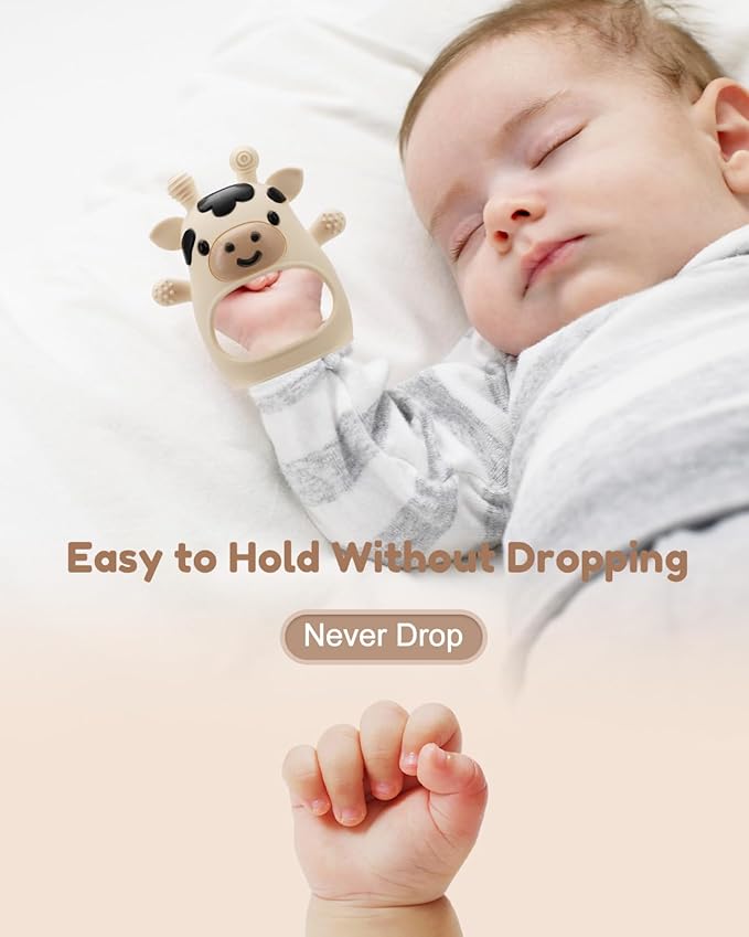 2 Pack Baby Teething Toys for 3-6 6-12 Months, Food Grade Silicone Teether Mitten, Baby Essentials Infant Teething Relief, Soothing Chew Toys for Newborn Infant Essentials