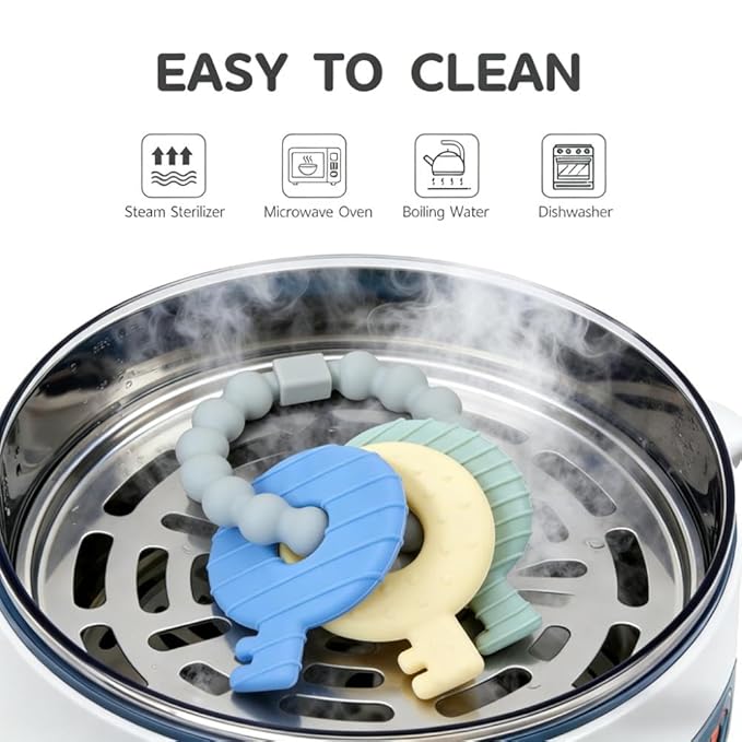 Baby Teether Keys,Teething Keys Toys for 3 to 18 Months Infants Toddler Sensory Chew Toys BPA-Free Toy for Baby Teething Relief(Grey)