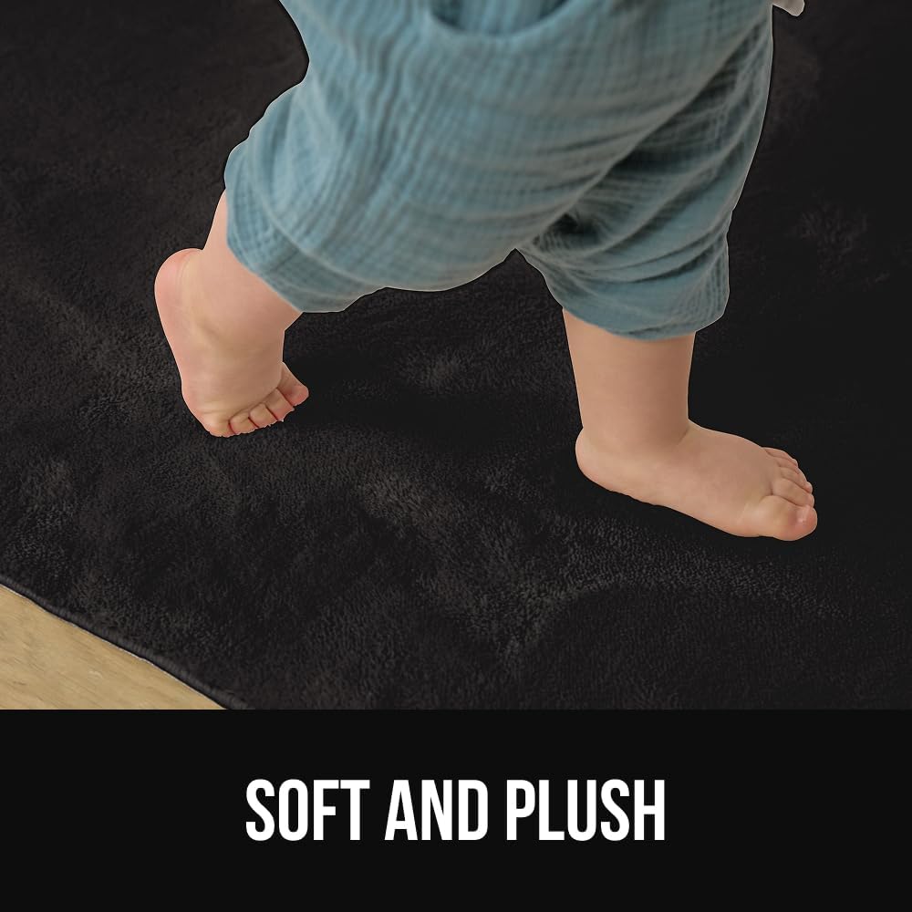 GORILLA GRIP Ultra Soft Washable Area Rug, 6x9, Stain and Slip Resistant Plush Thick Carpet for Bedroom Living Room, No Shed Floor Rugs, Pet Friendly, Dorm Essentials, Kids Nursery Home Decor, Black