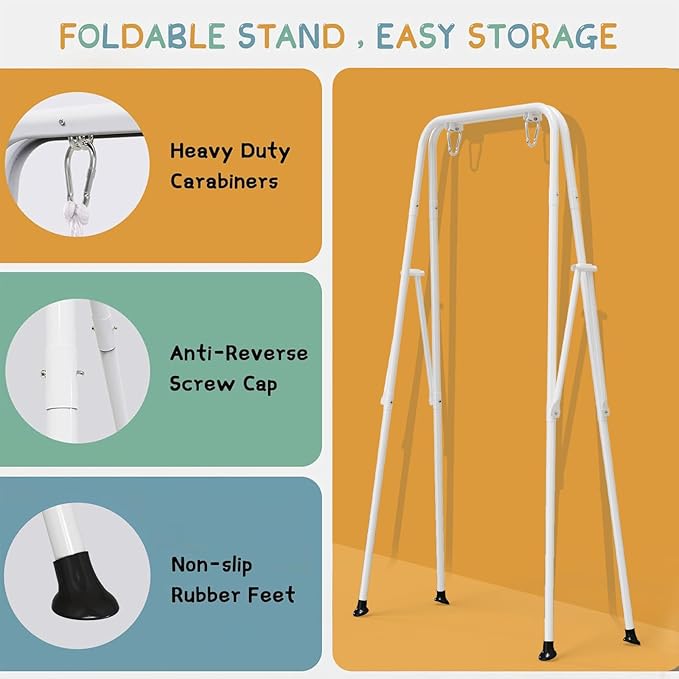 2 in 1 Baby Jumper with Toddler Swing, Baby Jumpers and Bouncers,Indoor Outdoor Toddler Swing Set, Cotton, White