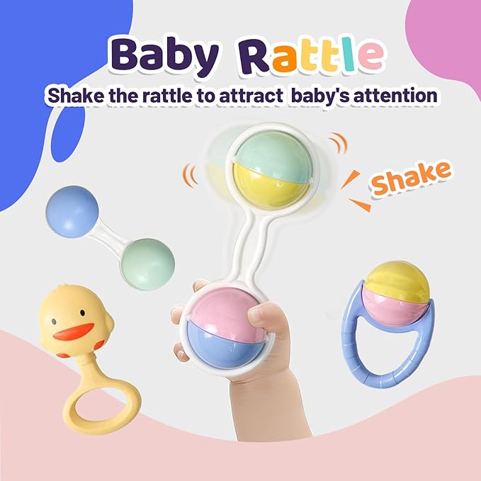 13PCS Baby Rattles 0-6 Months, Baby Teething Toys with Storage Case, Infant Toys 0-3-6-12 Months, Baby Girl Toys, Best Newborn Christmas Gift for Babies Infants Boy Girl