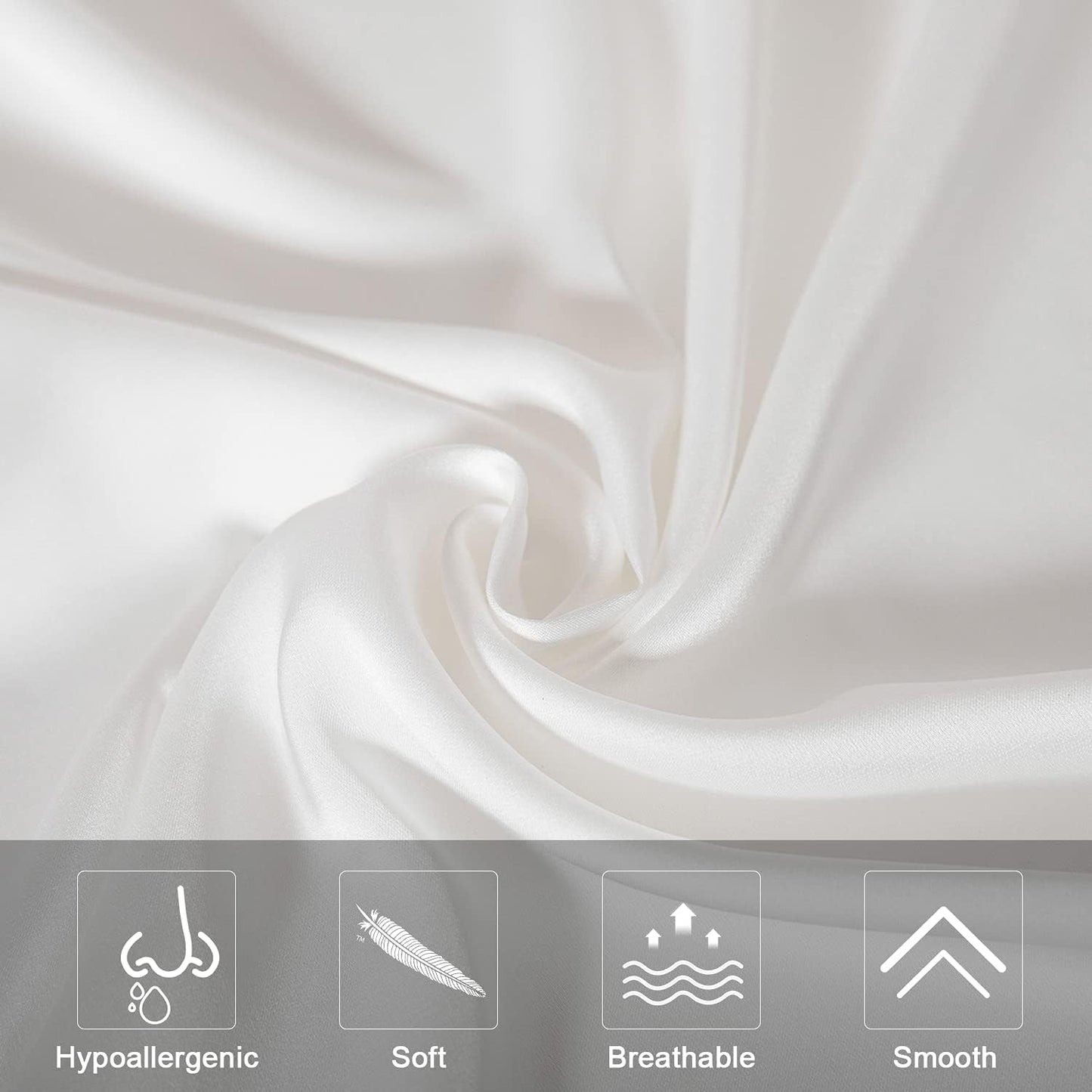 2 Pcs Mulberry Silk Pillowcase for Hair and Skin,Cooling Silk Pillow Case with Hidden Zipper,Allergen Proof Dual Sides Soft Breathable Smooth Silk Pillow Cover for Women(Queen-2PCS,White)