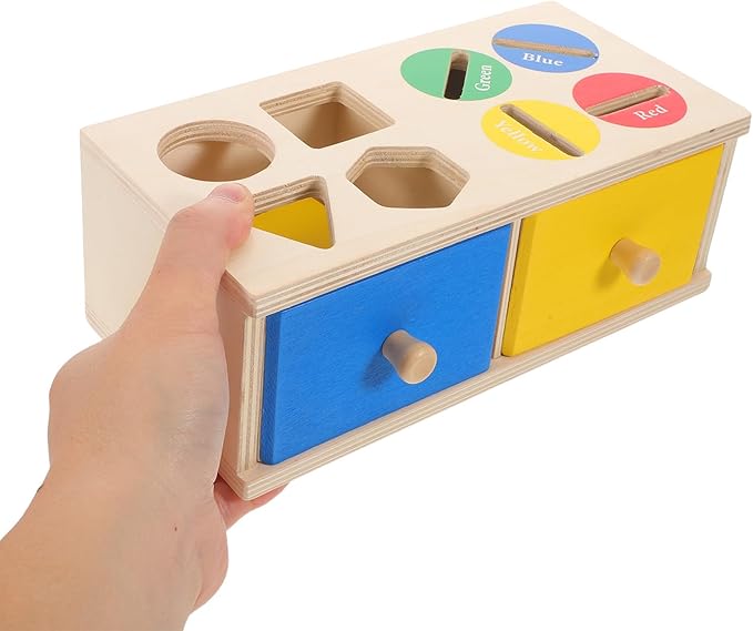 1 Set Wooden Color Sorting Toy: Color Sorting Puzzle Box for Kids - Wooden Montessori Shape Sorter Toy Geometric Matching Game for Playrooms