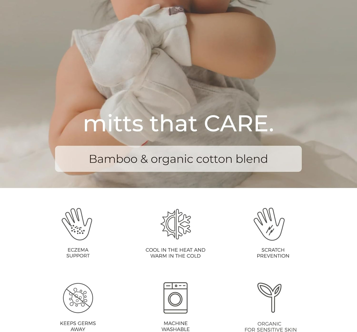 goumikids Viscose Made from Bamboo Cotton Anti-Scratch Soft Stay-On Mitts