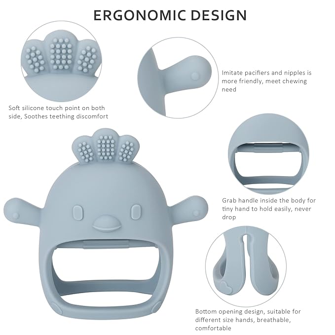 Socub Silicone Baby Teether Toys for Infants 3-6 6-12 Months, BPA Free Anti-Drop Silicone Mitten Teething Toy, Baby Chew Toys for Sucking Needs, Newborn Essentials & Baby Shower Gifts Girls(Beige)