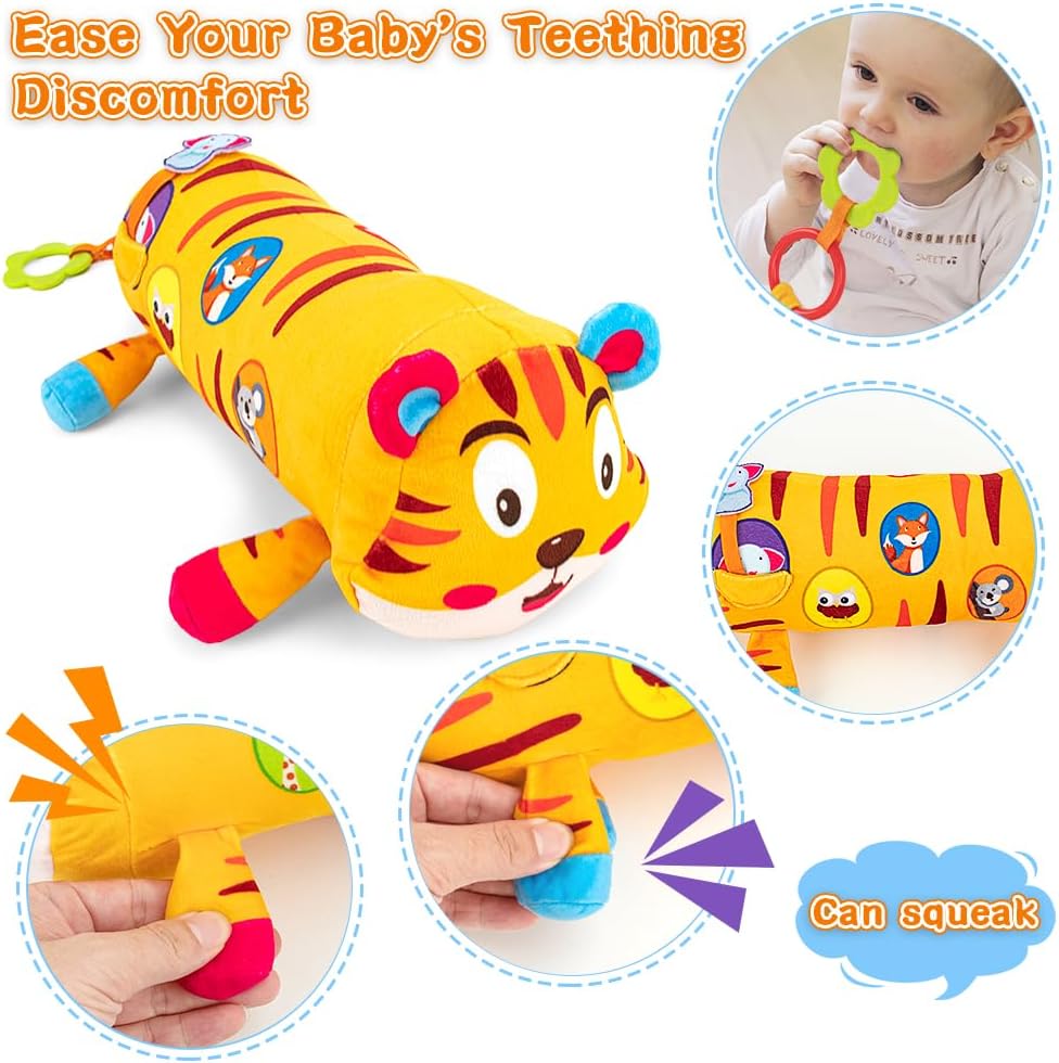 Tummy Time Toys,3-in-1 Tummy time Mat & Baby Mirror & Pillow- High Contrast Black and White Baby Toys for Early Education,Newborn Infant Activity Mat Set for 0 3 6 12 Month