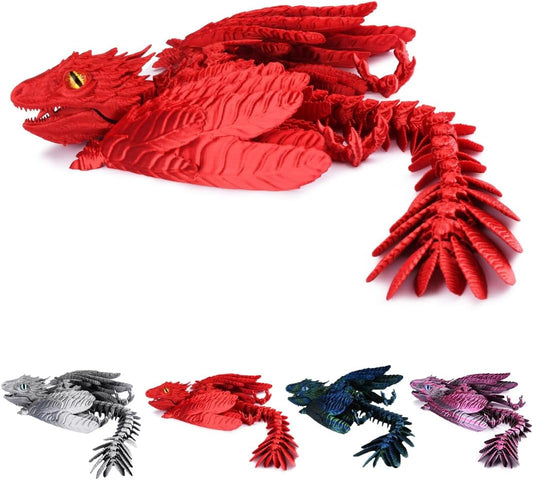 3D Printed Dragon, Feathered Wyvern Dragon, Articulated Dragon, Fidget Dragon Toys for Adult, Home Office Decor Executive Desk Toy