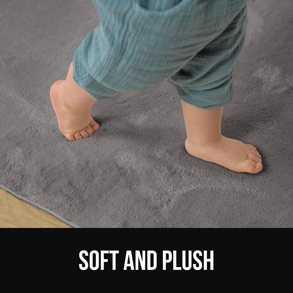 GORILLA GRIP Ultra Soft Washable Area Rug, Stain and Slip Resistant Plush Thick Carpet for Bedroom Living Room, No Shed Floor Rugs, Pet Friendly, Dorm Essentials, Kids Nursery Home Decor, 2x3, Gray