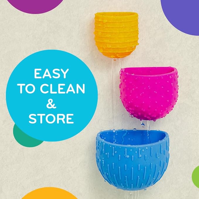 Mobi Oomplz Water Toys - Baby Stacking Cups for Toddlers, Bath Cups, Pool and Tub Toys, Water Play for Babies and Kids, Non Toxic Food Grade Silicone and BPA Free - for Toddlers Ages 1-3