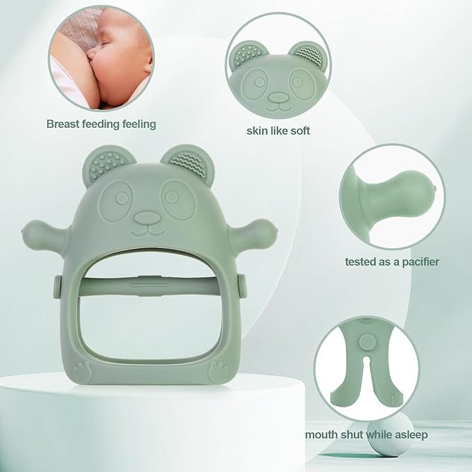 3 Pack Baby Teething Toys 3 Months+, Silicone Teething Mitten for Babies Anti Drop Wrist Hand Teether, Baby Chew Toys for Sucking Needs