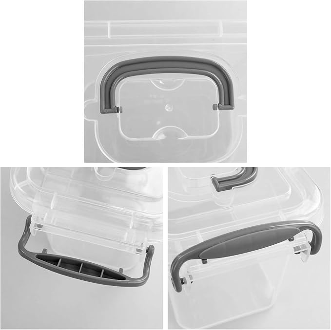1.5 L Clear Mini Storae Box, 6-Pack Tiny Plastic Storage Latch Box
