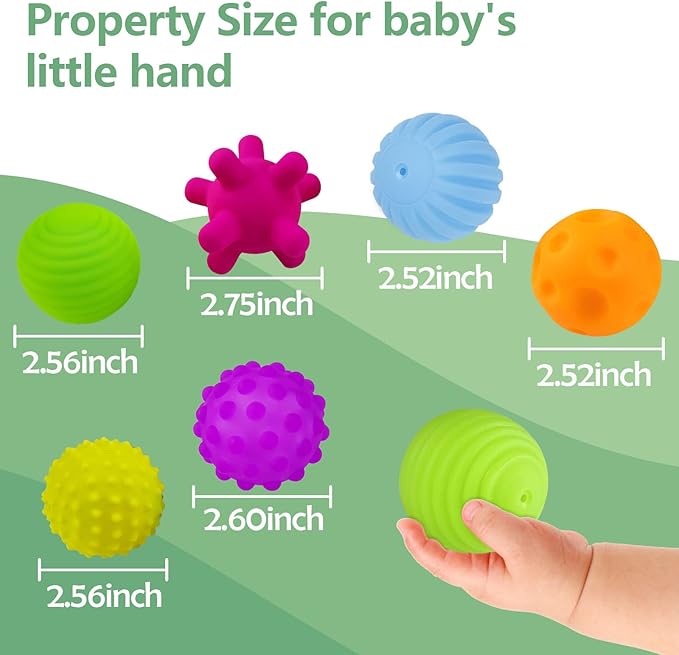 Sensory Balls for Baby Sensory Baby Toys 6 to 12 Months for Toddlers 1-3, Bright Color Textured Multi Soft Ball Gift Sets, Montessori Toys for Babies 6-12 Months Infant Toys (6 Pack)