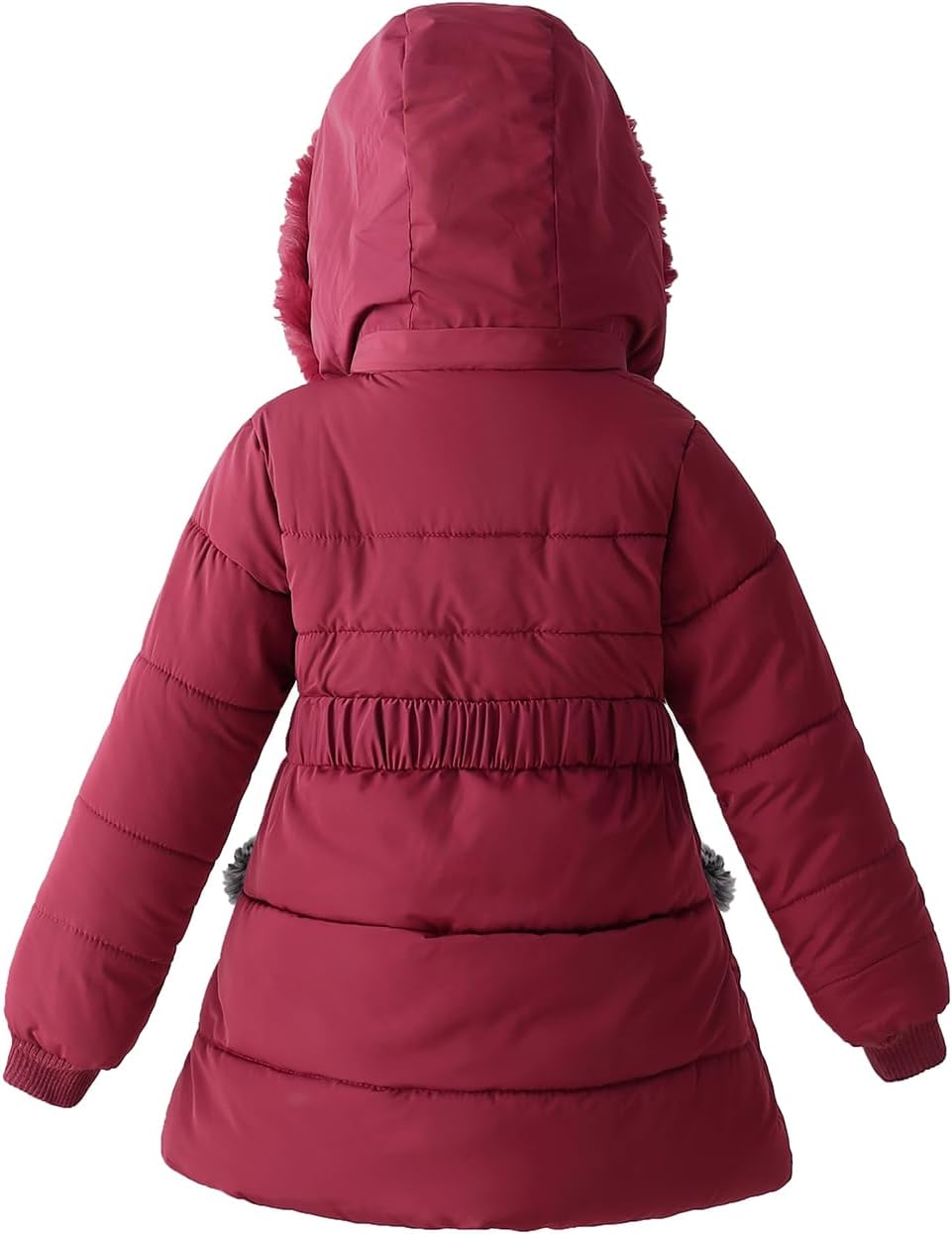 Girls Winter Dress Coats Faux Fur Hooded Fleece Jackets Waterproof Parka Outwear