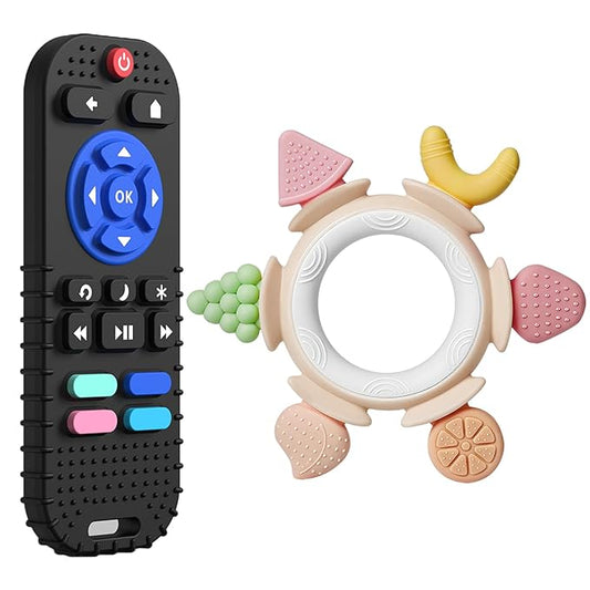 Hooku Silicone Teethers for Babies 6-12 Months, Teething Toys for Babies 0-6 Months, Baby Fruit Teethering Rings, BPA Free Baby Chew Toys, Infants Gifts