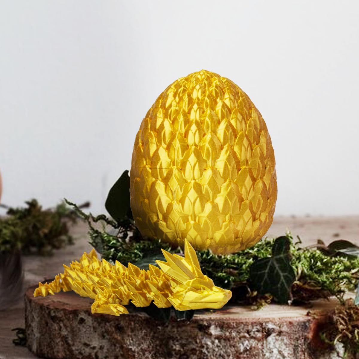 3D Prited Dragon,3D Printed Dragon in Egg, Home Office Decor Executive Desk Toys， Fidget Toys for Adults and Kids (Gold)