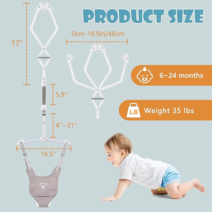 Baby Jumper, Baby Jumper Doorway with Adjustable Strap, Protable Baby Jumpers and Bouncers, Easy to Assemble, Baby Bouncer Jumper with Soft Rug