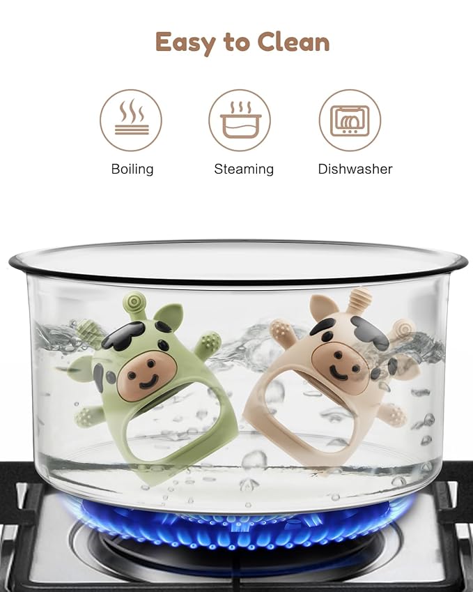 2 Pack Baby Teething Toys for 3-6 6-12 Months, Food Grade Silicone Teether Mitten, Baby Essentials Infant Teething Relief, Soothing Chew Toys for Newborn Infant Essentials