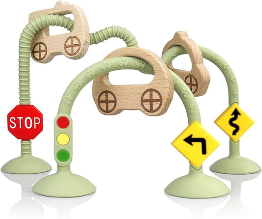 High Chair Suction Toys for Babies 6-12 Months, Suction Cup Toy for Toddlers 1-3, Baby Sensory Montessori Chew Toy for Babies 0-6 Month, Silicone Baby Teething Toys for 12-18 Months