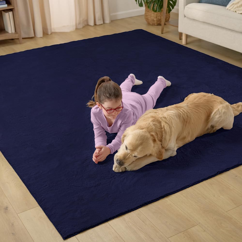 GORILLA GRIP Ultra Soft Washable Area Rug, Stain and Slip Resistant Plush Thick Carpet for Bedroom Living Room, No Shed Floor Rugs, Pet Friendly, Dorm Essentials, Kids Nursery Home Decor 3x2 Navy Blue
