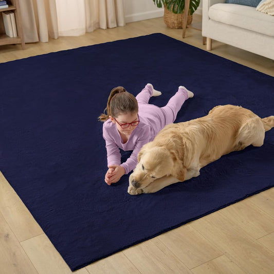 GORILLA GRIP Ultra Soft Washable Area Rug, 6x9, Stain and Slip Resistant Plush Thick Carpet for Bedroom Living Room, No Shed Floor Rugs, Pet Friendly, Dorm Essentials, Nursery Home Decor, Navy Blue