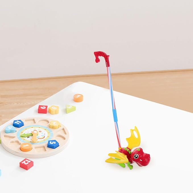 Wakauto Dinosaur-Themed Push Walker for Boys Learning to Walk with Safety and Use Push Pull Walking Enhancing Motor Skills and Coordination