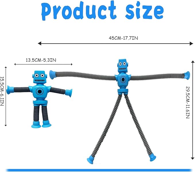 12PCS Robot Suction Cup Toys Pop Tubes，Stress Relief Fun Robot-Shaped Suction Cup Toys for Ages 3+，Autism Sensory Products,Sensory for Kids with Autism，Christmas Easter