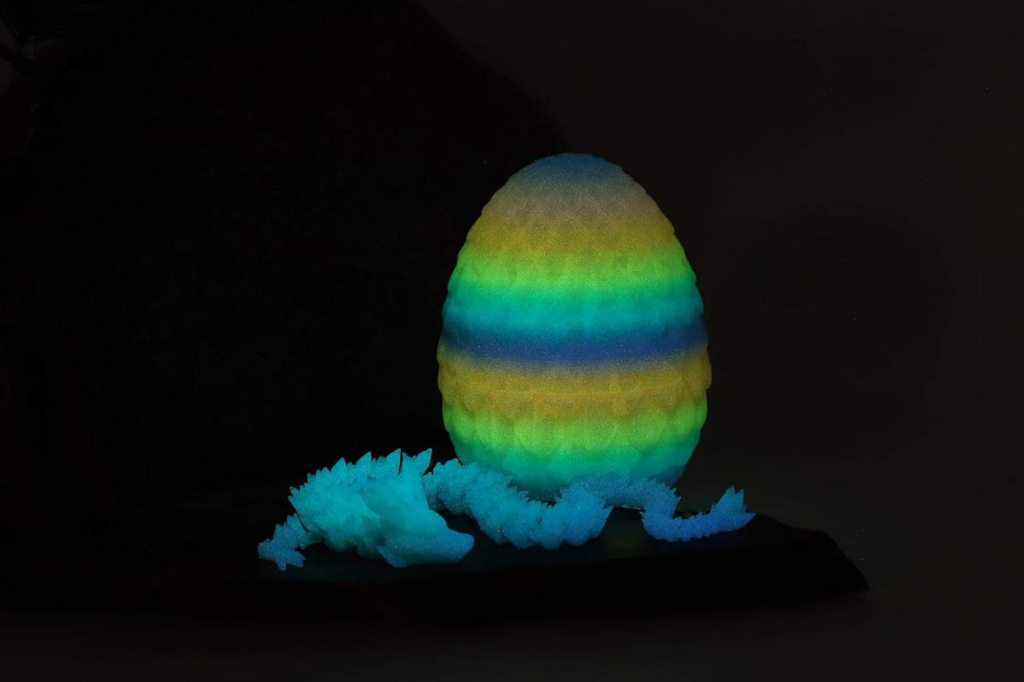 3D Printed Dragon Egg,Dragon Eggs with Dragon Inside,Crystal Dragon Fidget Toys,Full Articulated Dragon Dragon in Egg,Adults Fidget Toys for Autism ADHD (Random Rainbow Glow-in-The-Dark)