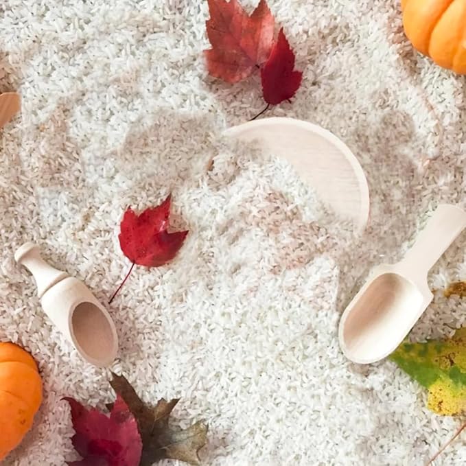 Yowlieu 10 Pcs Wooden Sensory Bin Tools for Toddlers & Preschool Children, Montessori Sensory Wooden Toys Fine Motor Learning Pretend Play Sensory Tools for Kids