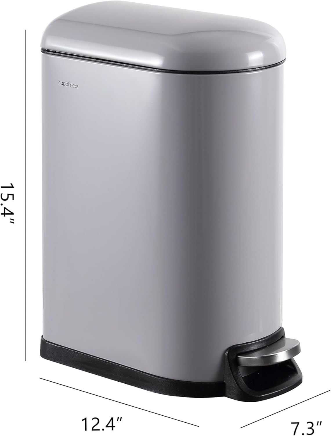 happimess HPM1009I Roland Mini 2.6-Gallon Step-Open Trash Can, Fog Gray,with Soft-Close Lid, Fingerprint Resistant, Modern, Minimalistic for Home, Kitchen, Laundry Room, Office, Bedroom, Bathroom