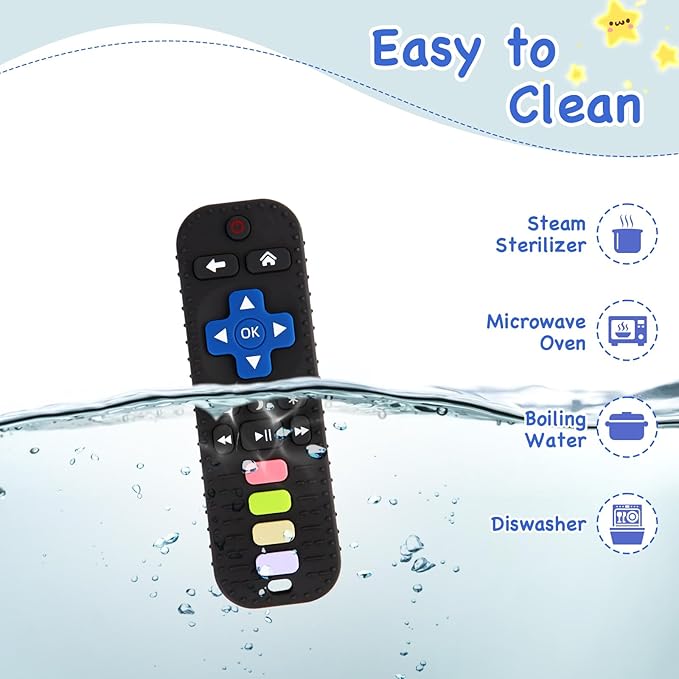 Hooku Silicone Teethers for Babies 0-6 Months, Teething Toys for Babies 6-12 Months, Baby Remote Control Toy, Infant Toys 0-3 Months, Sensory Chew Toys, Toddler Newborn Baby Girl Boy Gifts