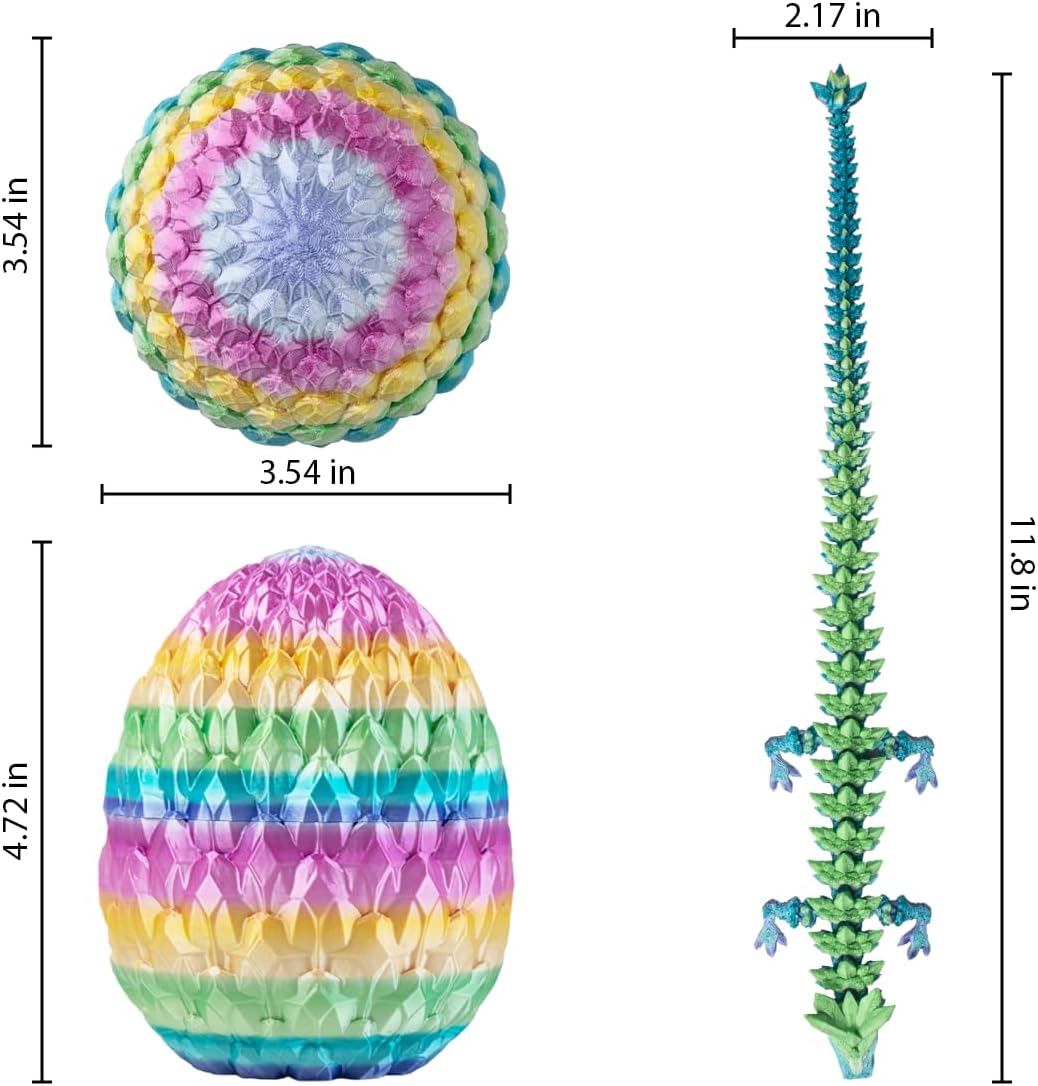 3D prited dragon ,3D Printed Dragon in Egg, Crystal Dragon Fidget Toy for Adult, Home Office Decor Executive Desk Toys， Fidget Toys for Adults and Kids (Multicolour)