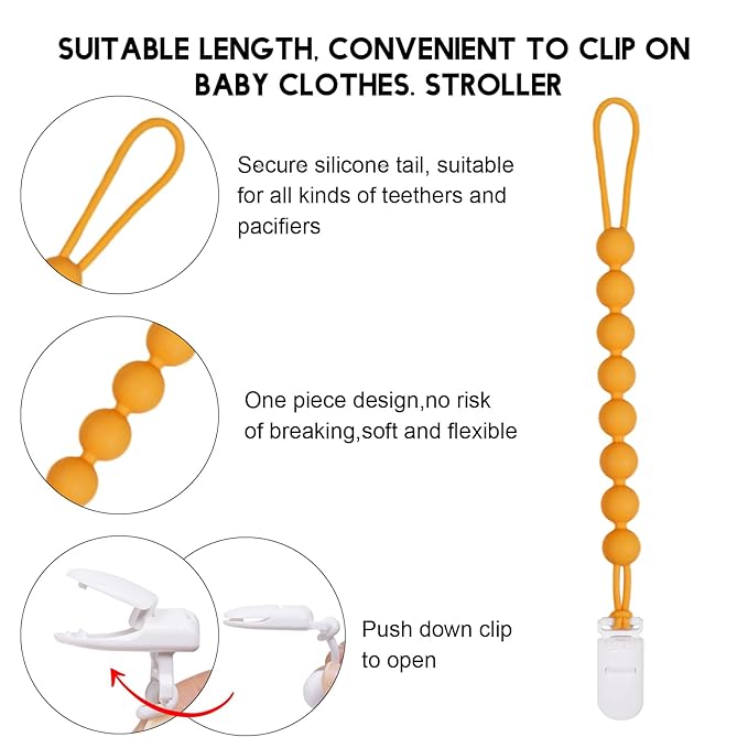 Baby Food Grade Silicone Carrier Vehicle Teether Toy with Pacifier Clip Holder,Teething Toys Gift Set for 3 Months+ Boys and Girls,Freezer Safe,BPA Free.(School Bus)